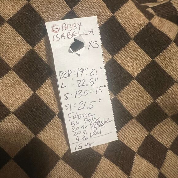 Gabby Isabella Women's Funnel Neck Check Pullover Long Sleeve Button Sweater XS - Picture 14 of 14